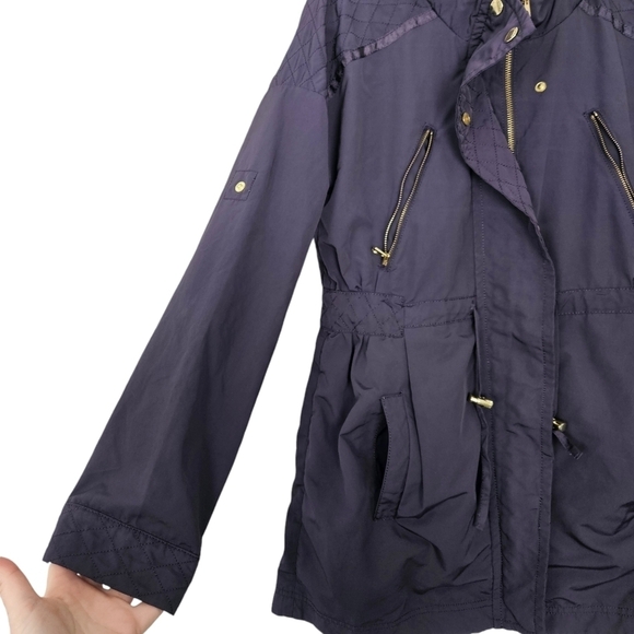 Ted Baker London Purple detachable hood parka rain jacket size 2 - Picture 2 of 11